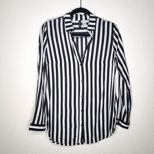 Black and white striped blouse / dress shirt